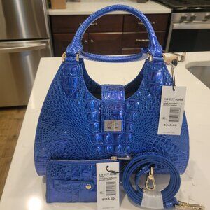 NWT Brahmin Cobalt Blue Bag w\matching Card Wallet
